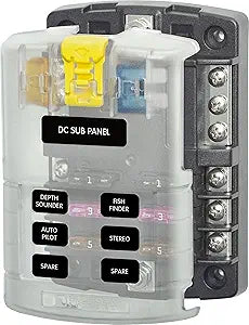 Blue Sea Systems 5025 ST Blade Fuse Block 6 Circuit with Cover