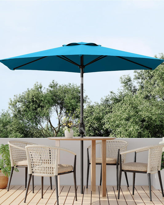 Outdoor Patio Umbrella with Push Button Tilt and Crank for Comfort