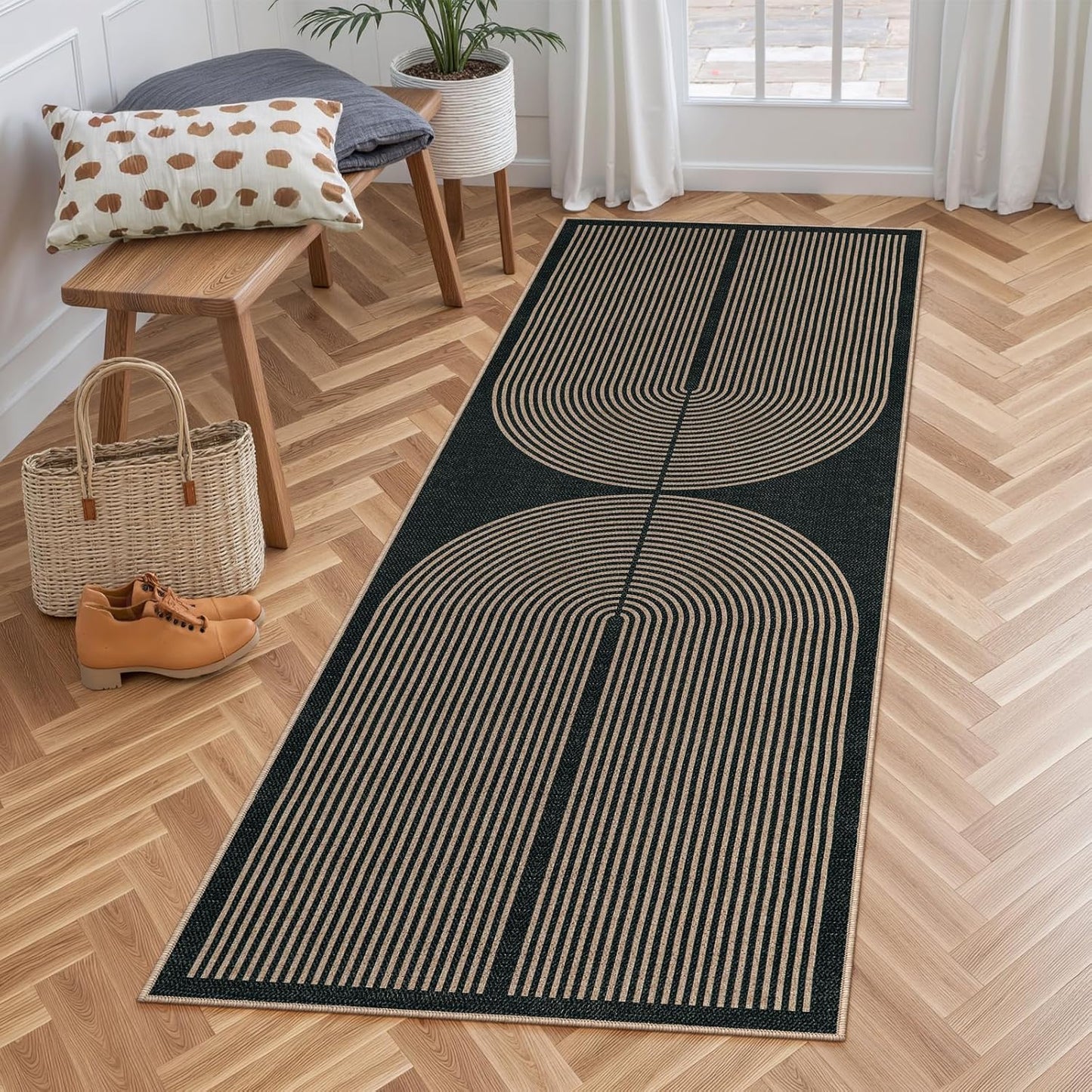 Lahome Modern Rainbow Hallway Runner Rug for Entryway and Kitchen