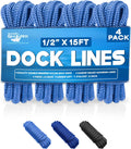SandShark Premium 15ft 1/2in Dock Lines 4 Pack - Heavy Duty Mooring