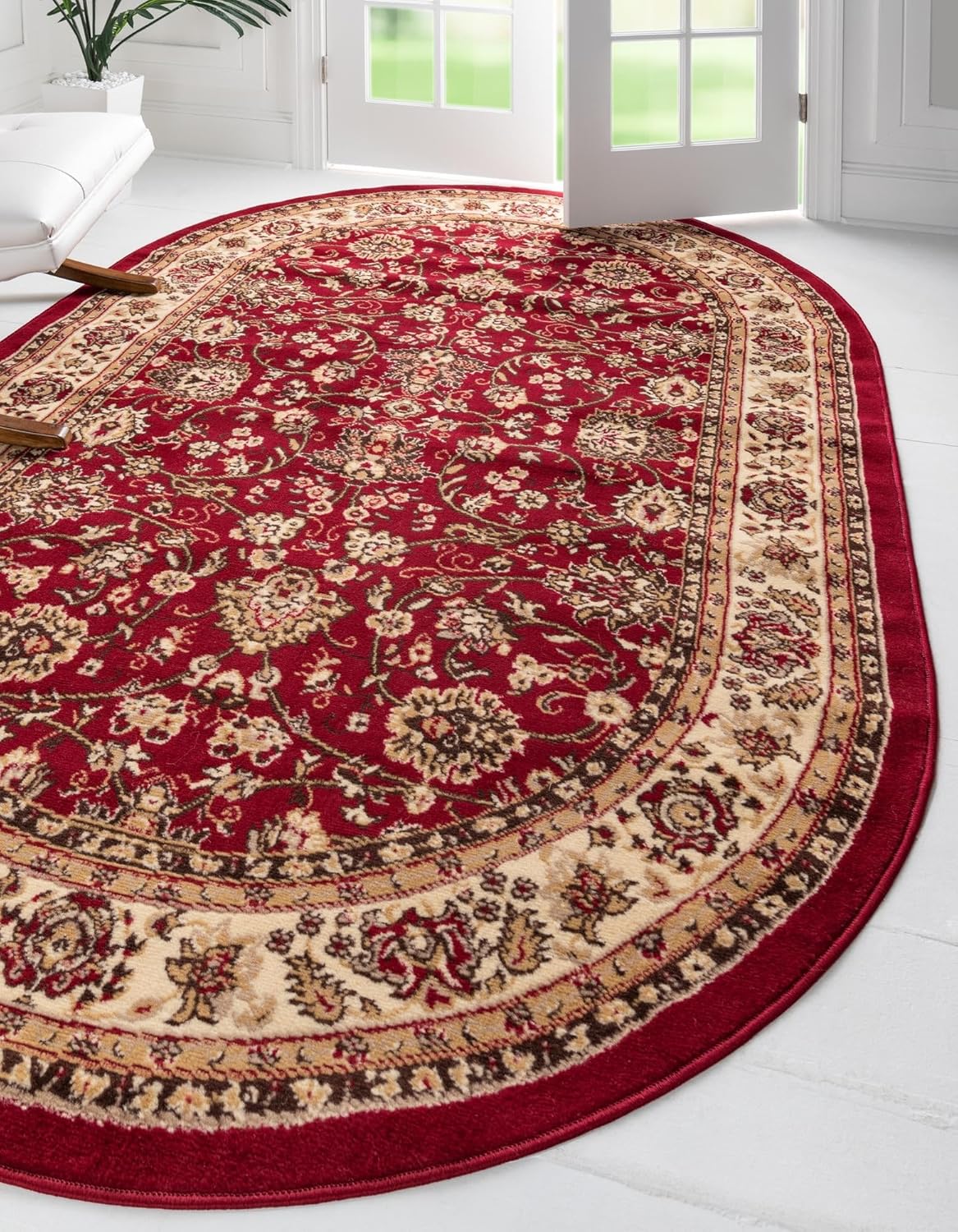 Unique Loom Sialk Hill Collection Area Rug in Burgundy/Cream
