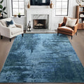 Merelax 4x6 Blue Boho Abstract Area Rug - Washable Low Pile Accent