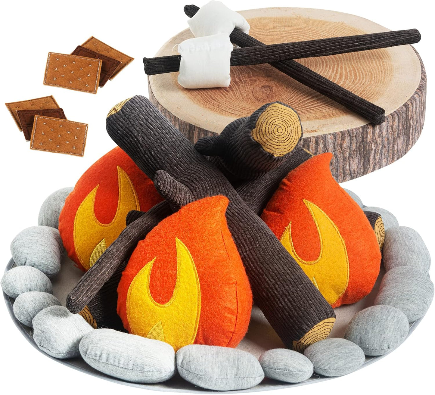 Pretend Campfire Set for Kids with S'Mores Kit & Pillow