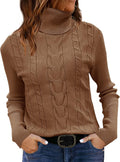 LEANI Womens 2025 Turtleneck Cable Knit Sweater - Flattering Slim Fit