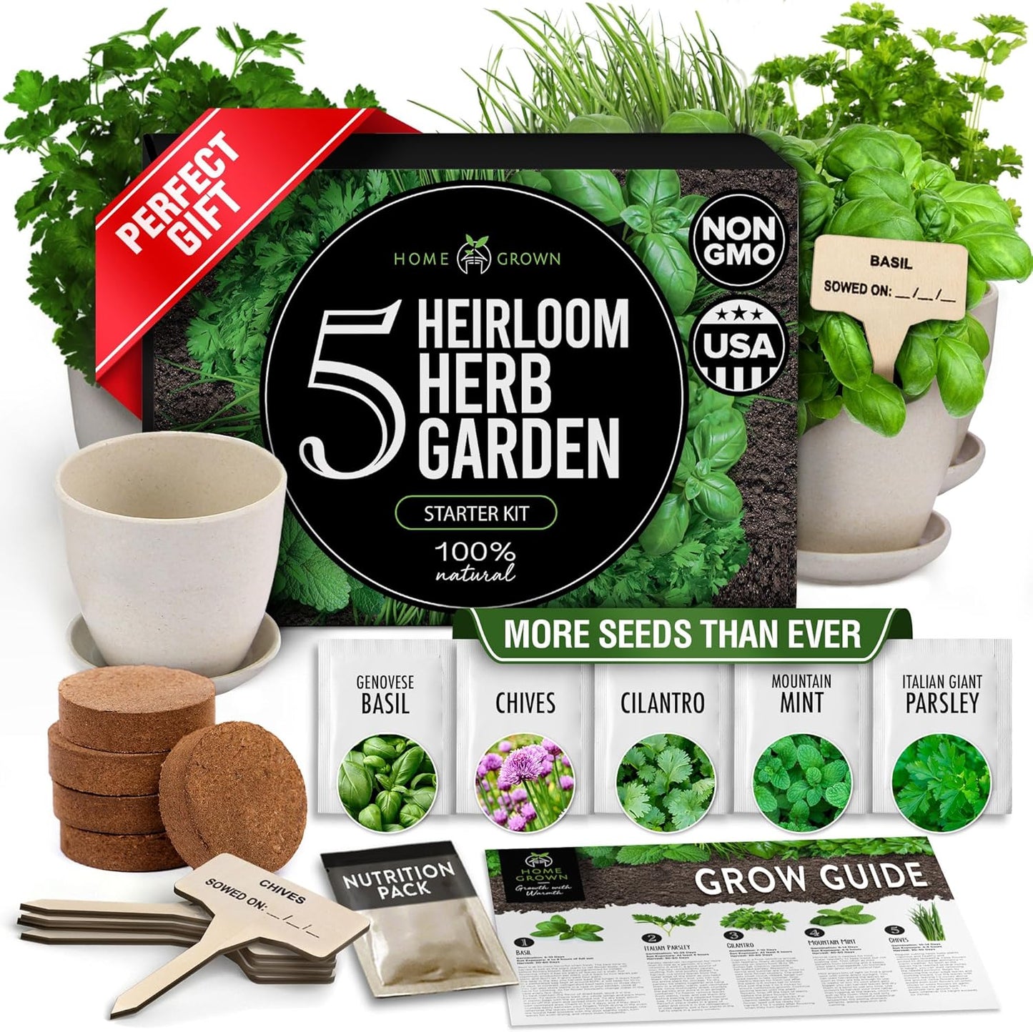 Indoor Herb Garden Starter Kit - Perfect Gift for Gardeners