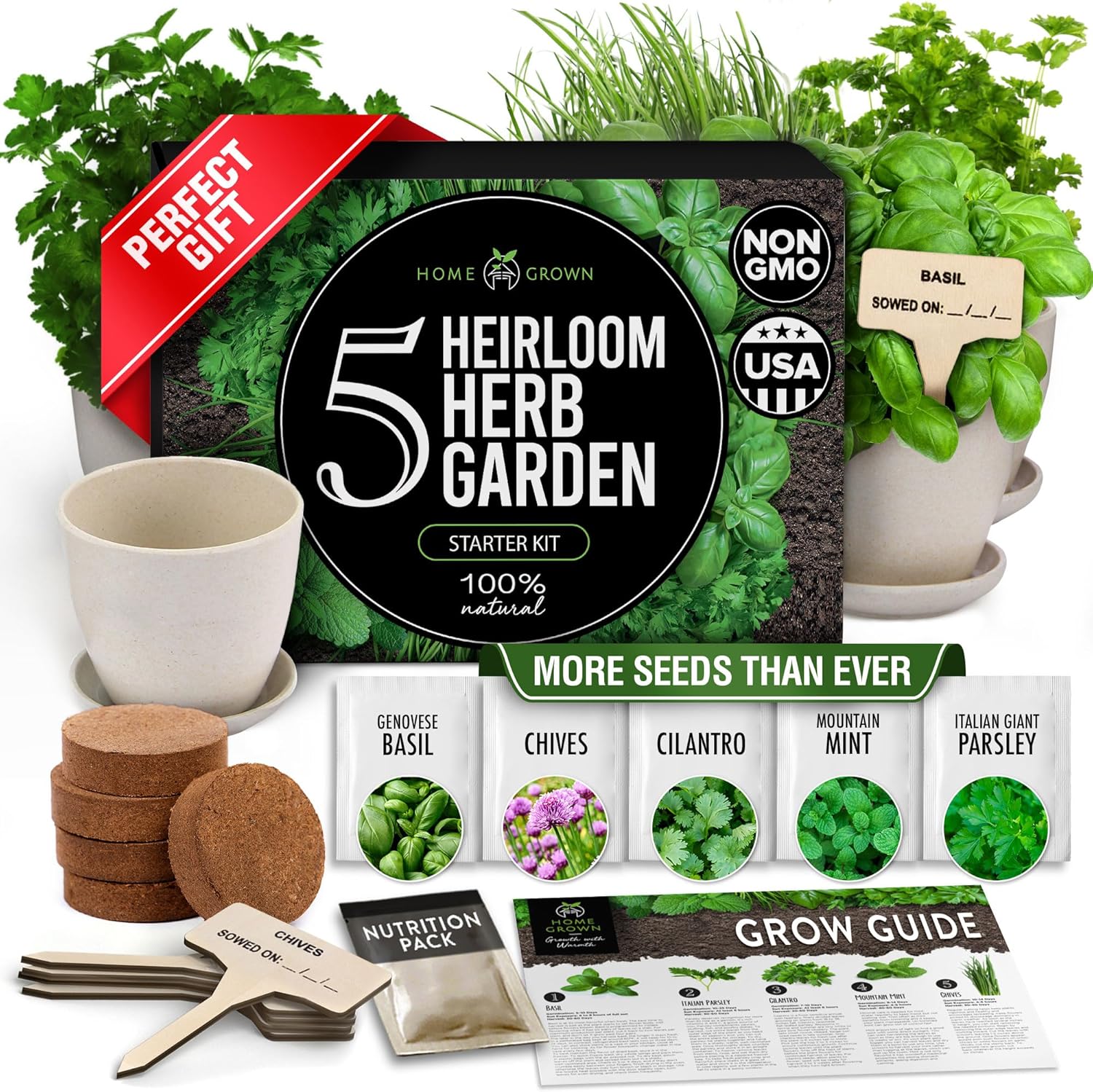 Indoor Herb Garden Starter Kit - Perfect Gift for Gardeners