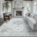 Grey Gray Area Rug 8x10 Washable Vintage Carpet - Soft Low Pile