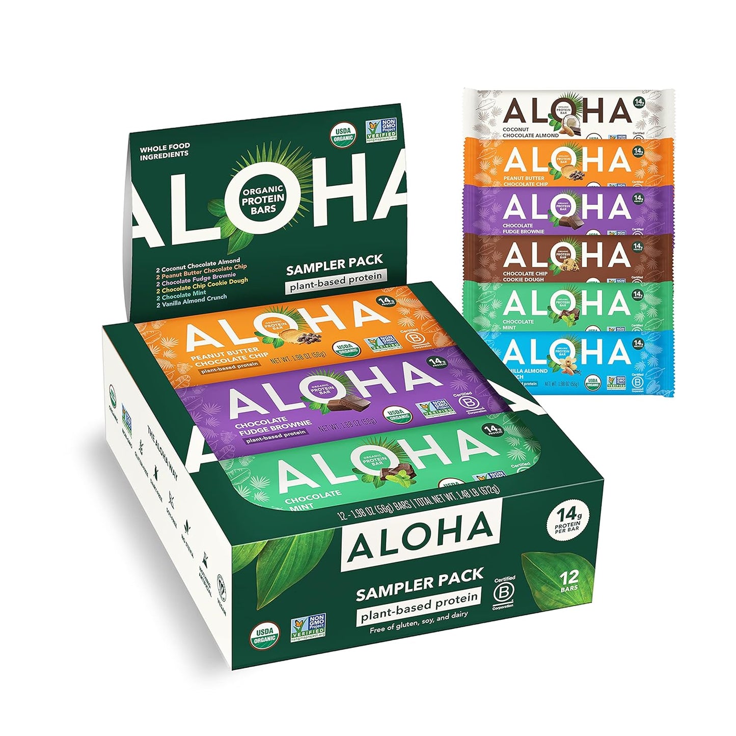 ALOHA Organic Plant Based Protein Bars - Delicious Vegan Snack