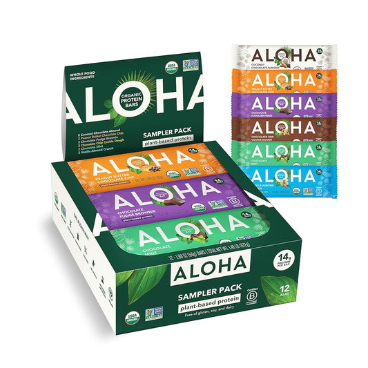 ALOHA Organic Plant Based Protein Bars - Delicious Vegan Snack
