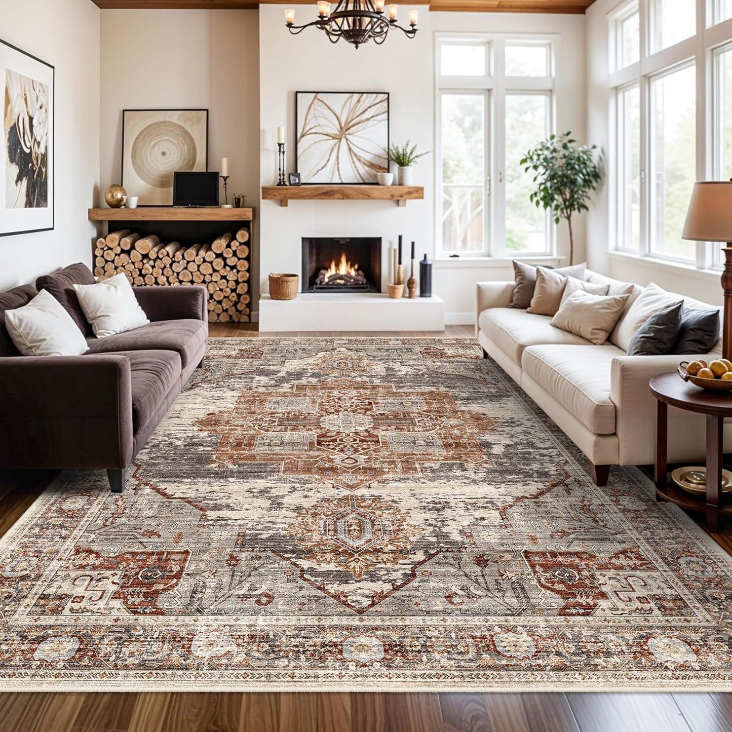 RUUGME Washable 9x12 Area Rugs for Living Room and Bedroom