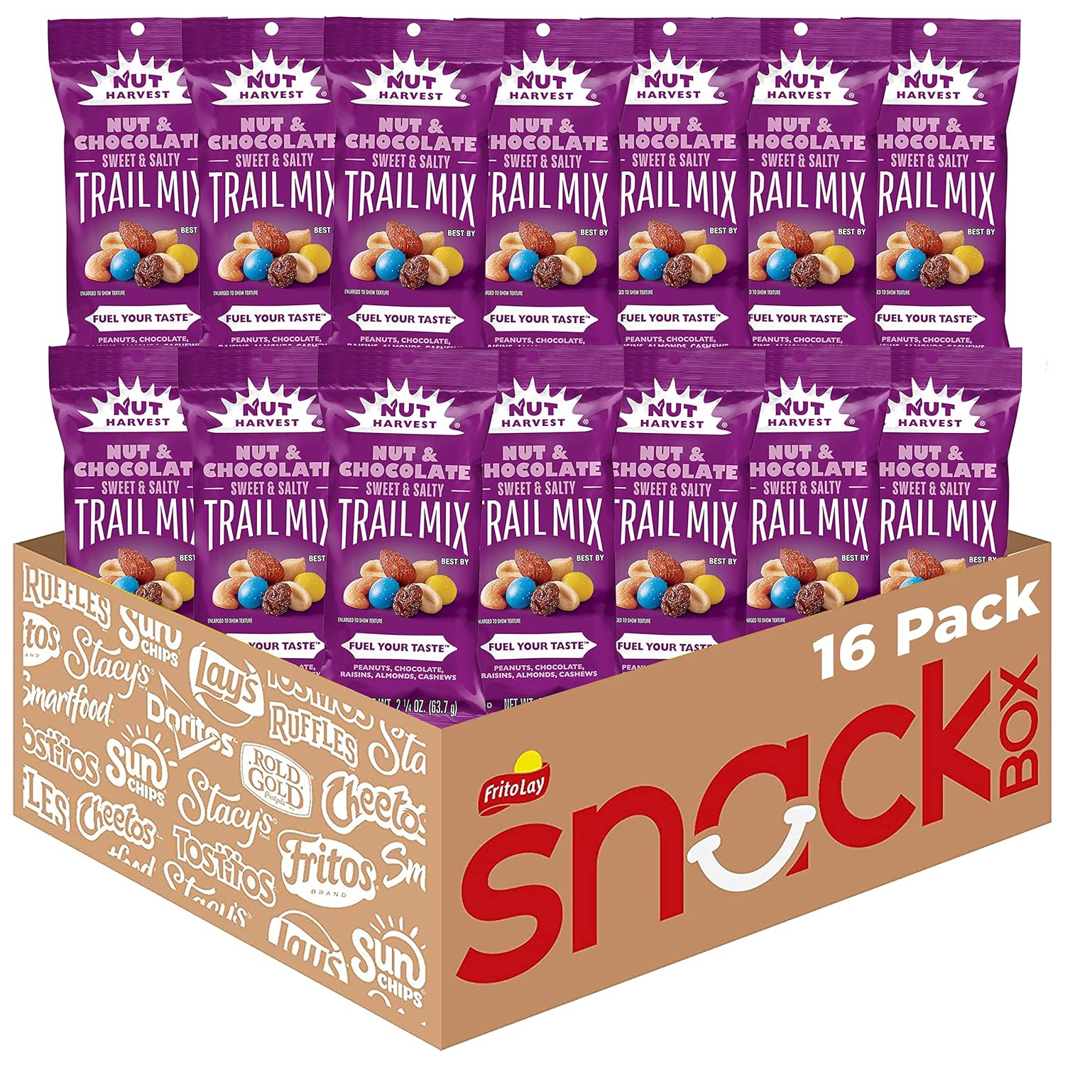 Nut Harvest Nut & Chocolate Mix - Delicious Snack Pack of 16