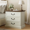 Huuger Nightstand with Charging Station - 3 Drawer Farmhouse