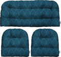 3-Piece Wicker Tufted Cushion Set for Loveseat & Chairs - Water