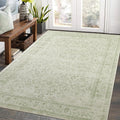 Sage Green Boho Front Door Mat 4x6 - Washable Non Slip Vintage Floral