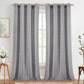 Boho Linen Blend Curtains 108 in Grey Drapes - Semi Sheer Panels