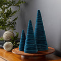 Velvet Cones Set of 3 Teal - Minimalist Mantel Accent