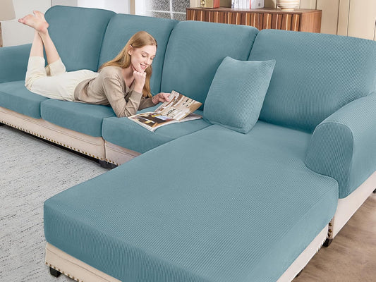 L Shaped Couch Cover Set for Sofa Cushion with Pillowcases
