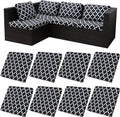 8Pcs Stretch Patio Cushion Covers Lingge Grey - Elastic Outdoor Sofa