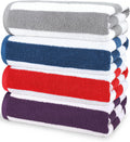 Cabana Stripe Beach Towel 4-Pack - Oversized 30x60 in Soft Cotton