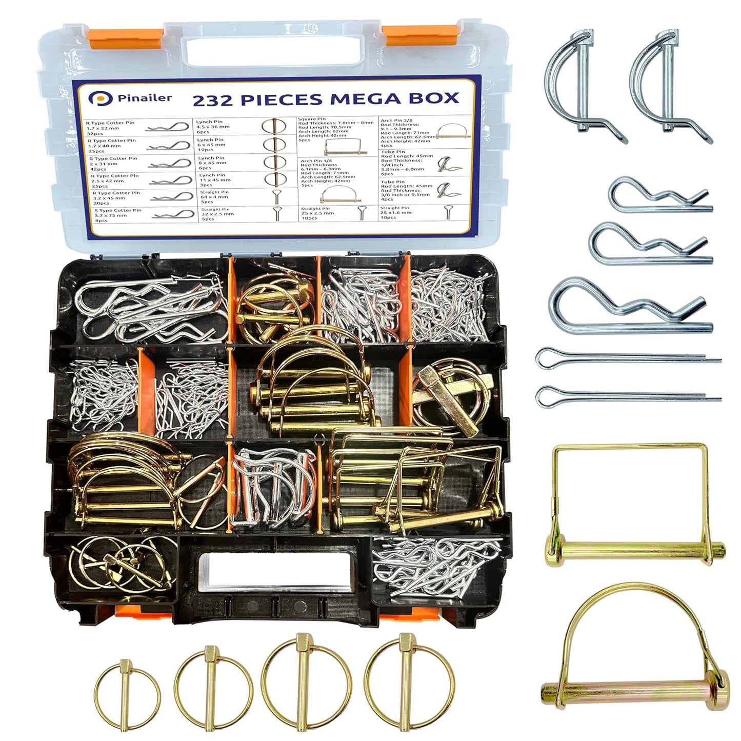 232PCS Trailer Hitch Pins Set for Heavy Duty Trailers and Equipment