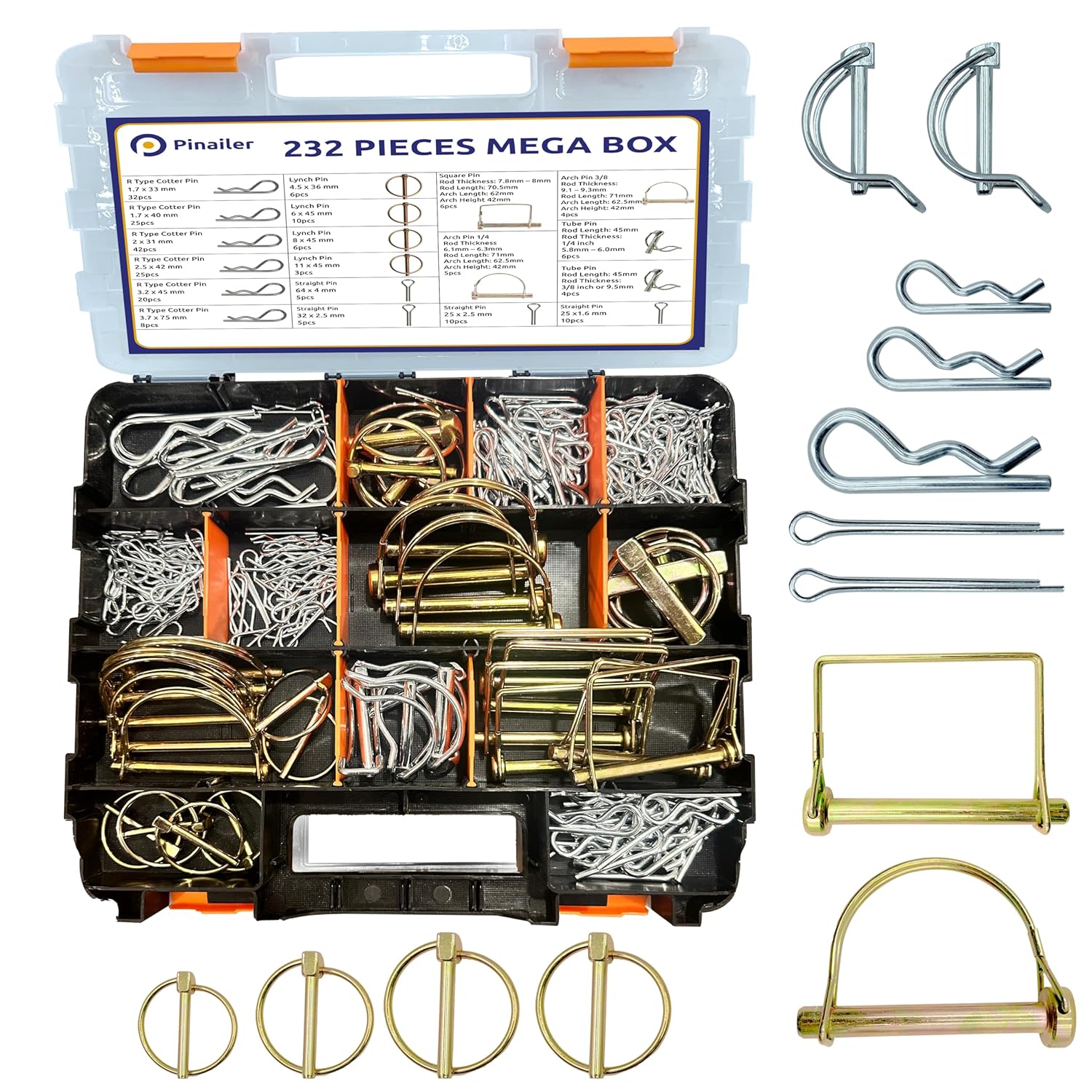 232PCS Trailer Hitch Pins Set for Heavy Duty Trailers and Equipment