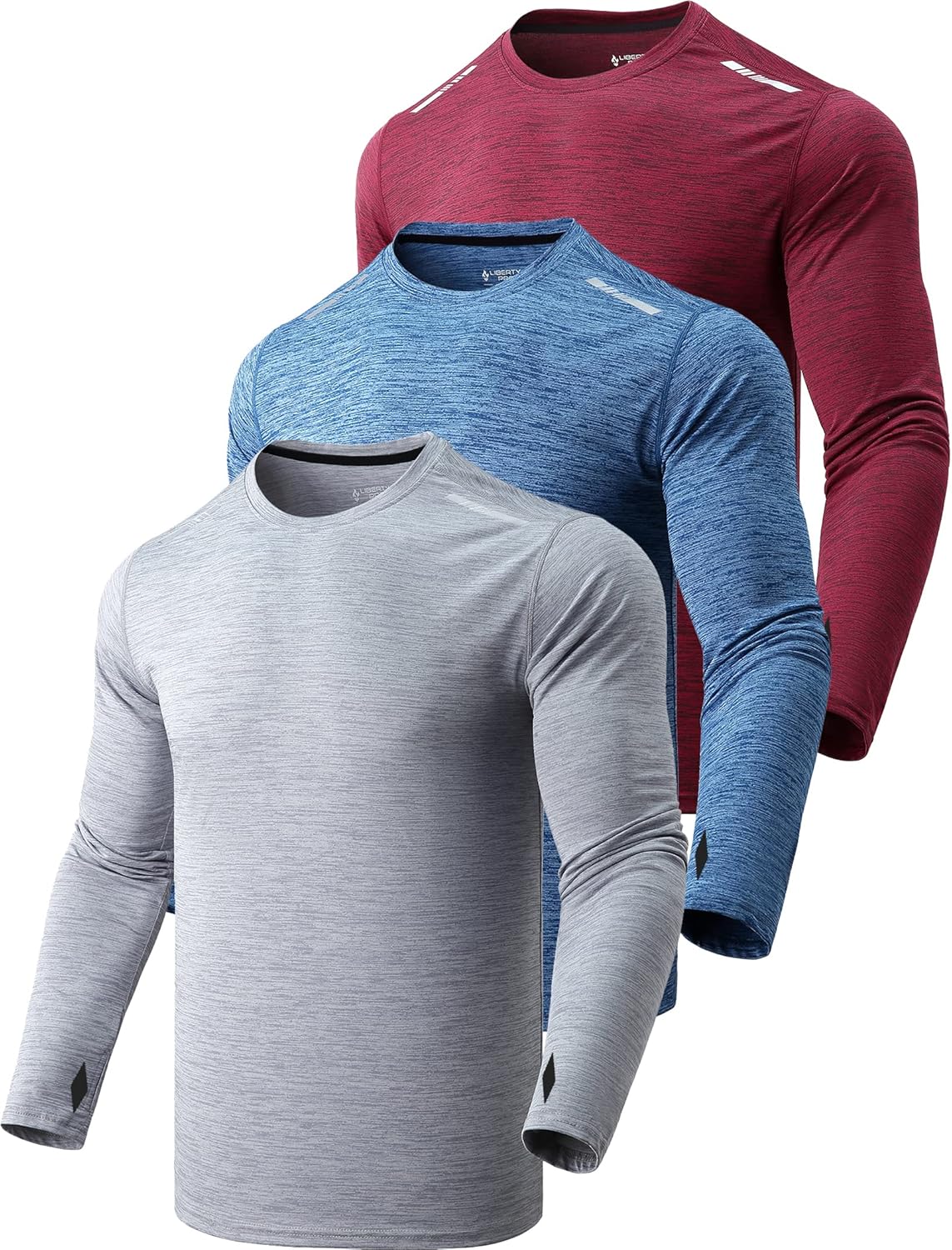 3 Pack Men's UV Protection Long Sleeve T-Shirts with Thumb Holes