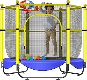 Asee'm 60 Inch Trampoline for Kids with Safety Enclosure Net
