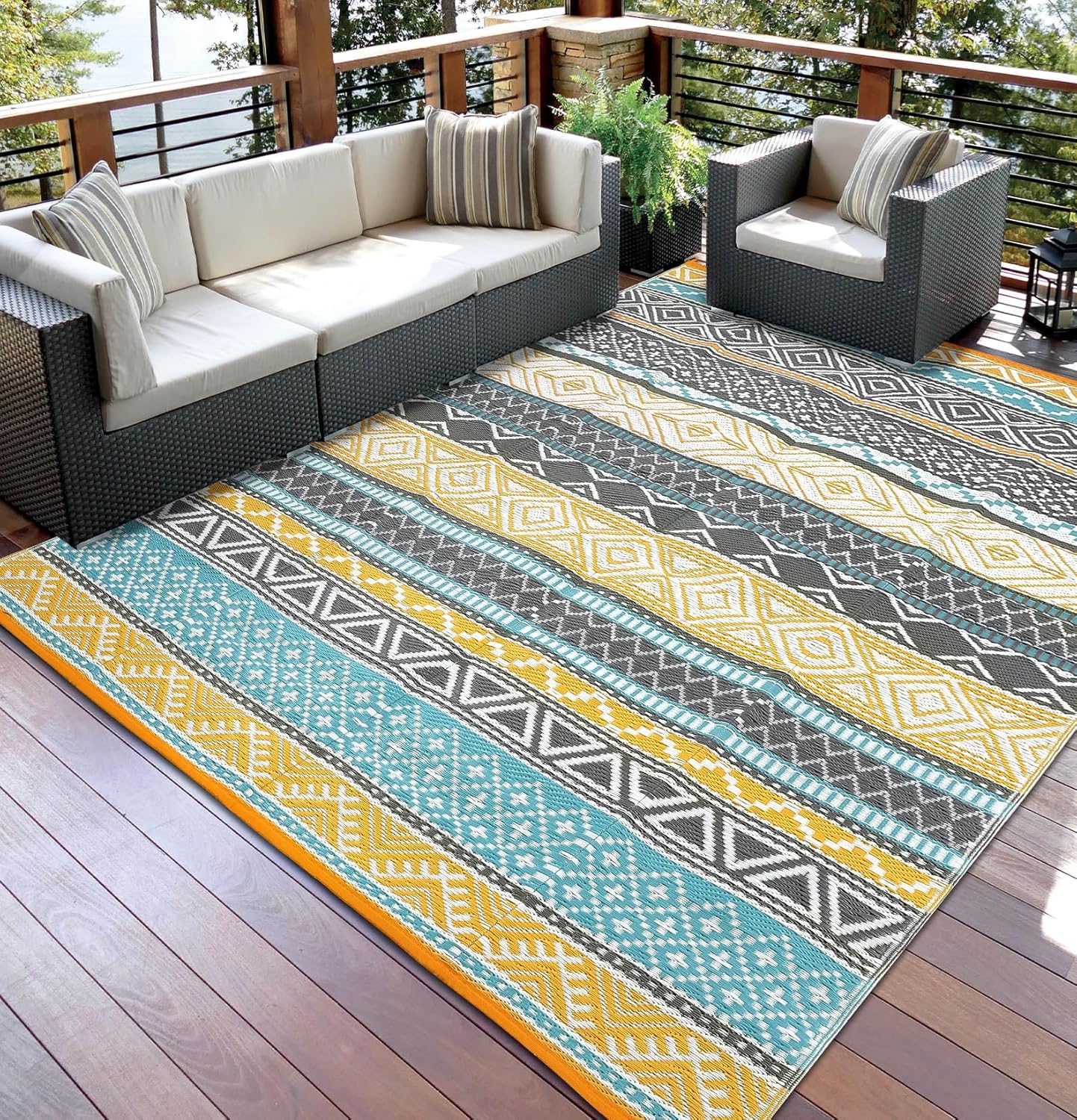 Garvee Outdoor Rug 9x18 Waterproof Large Camping Mat for RV