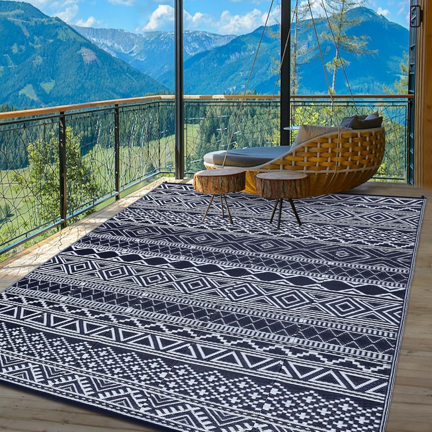 Garvee Outdoor Rug Waterproof 6x9 ft for Patio and Camping