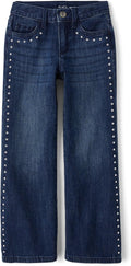 Girls Wide Leg Jeans - Classic Fit Mid Rise, Soft Pre-Washed Denim