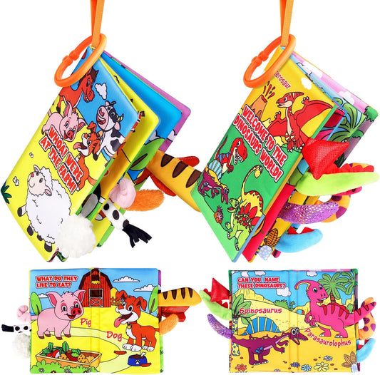 Vanmor Crinkle Dino Farm Baby Books: Sensory Toys for Infants