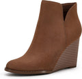 LAICIGO Womens V Cut Wedge Ankle Booties - Stylish Comfortable Winter