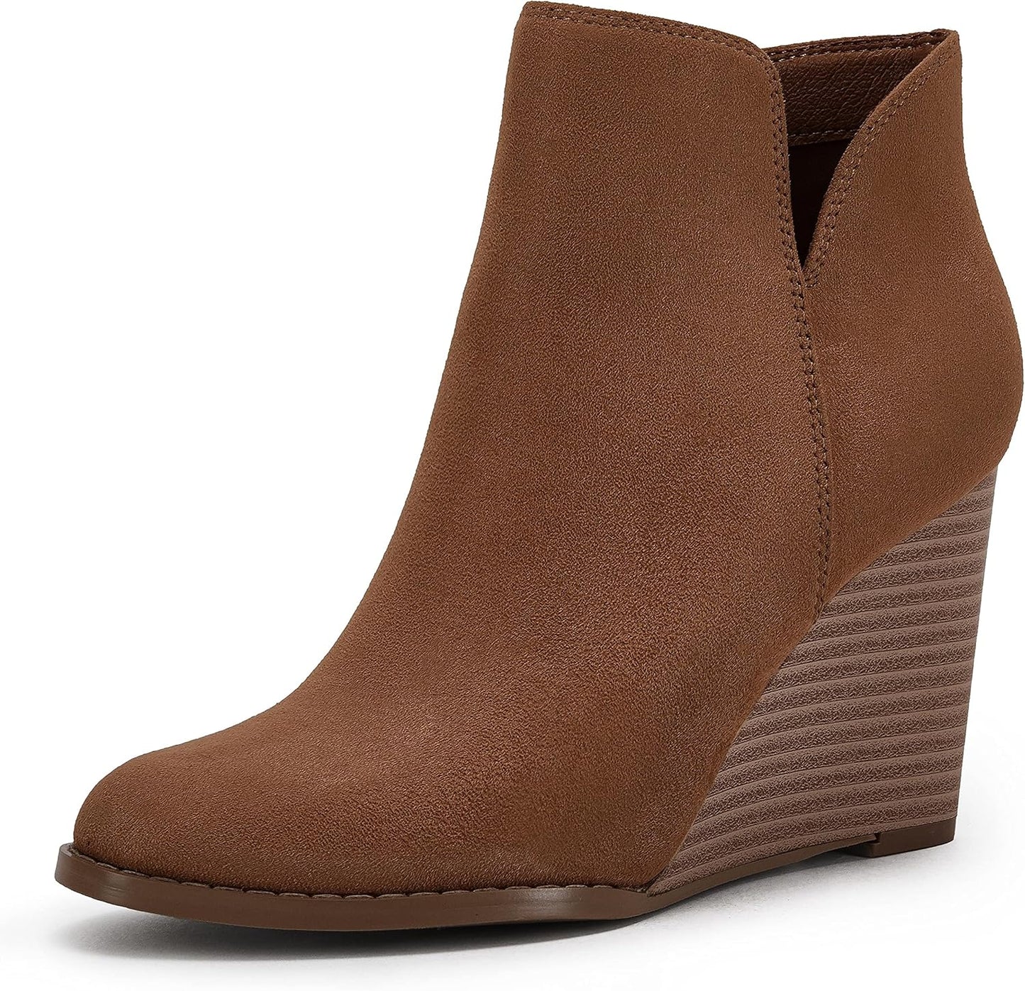 LAICIGO Womens V Cut Wedge Ankle Booties for Stylish Comfort