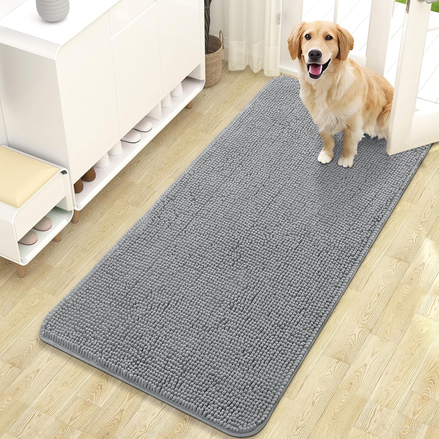OLANLY Dog Door Mat for Muddy Paws - Absorbent Chenille Mat