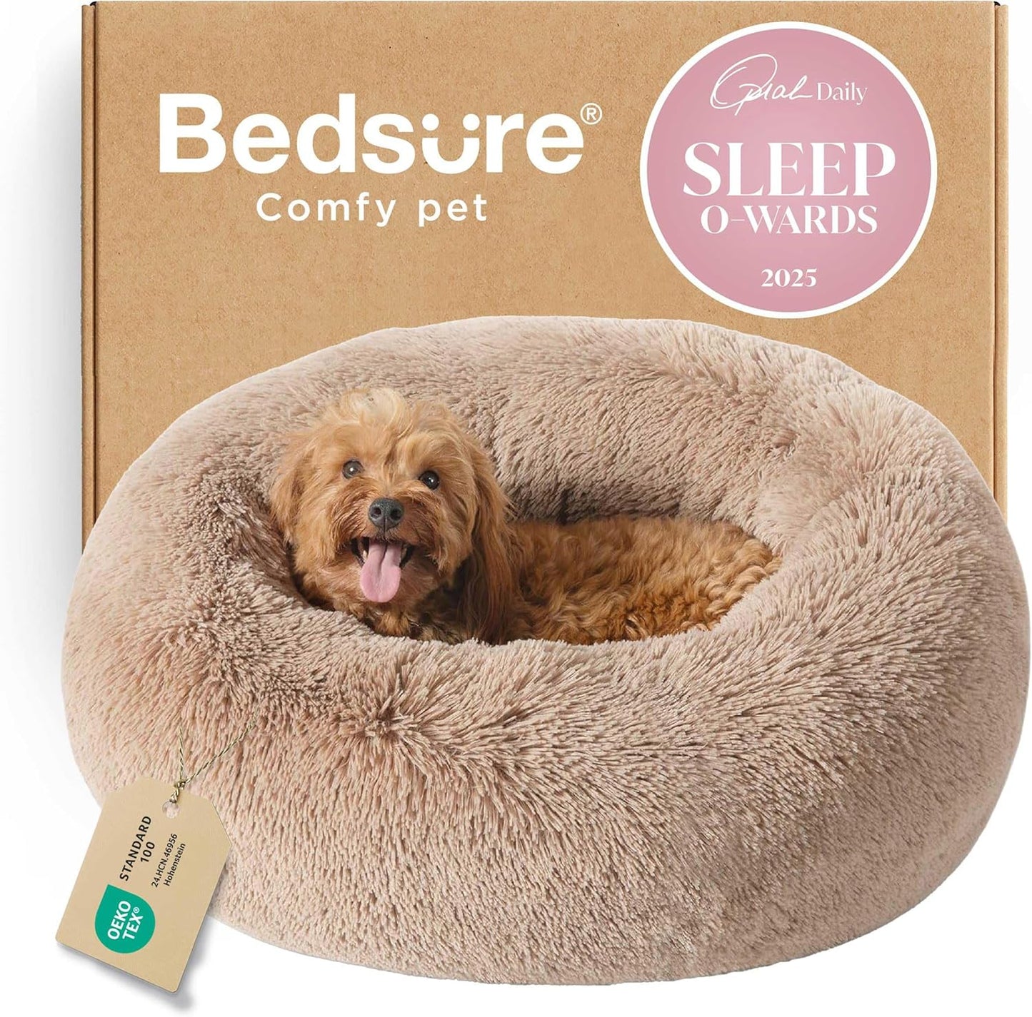 Calming Dog Bed for Small Medium Dogs - Donut Design Comfort