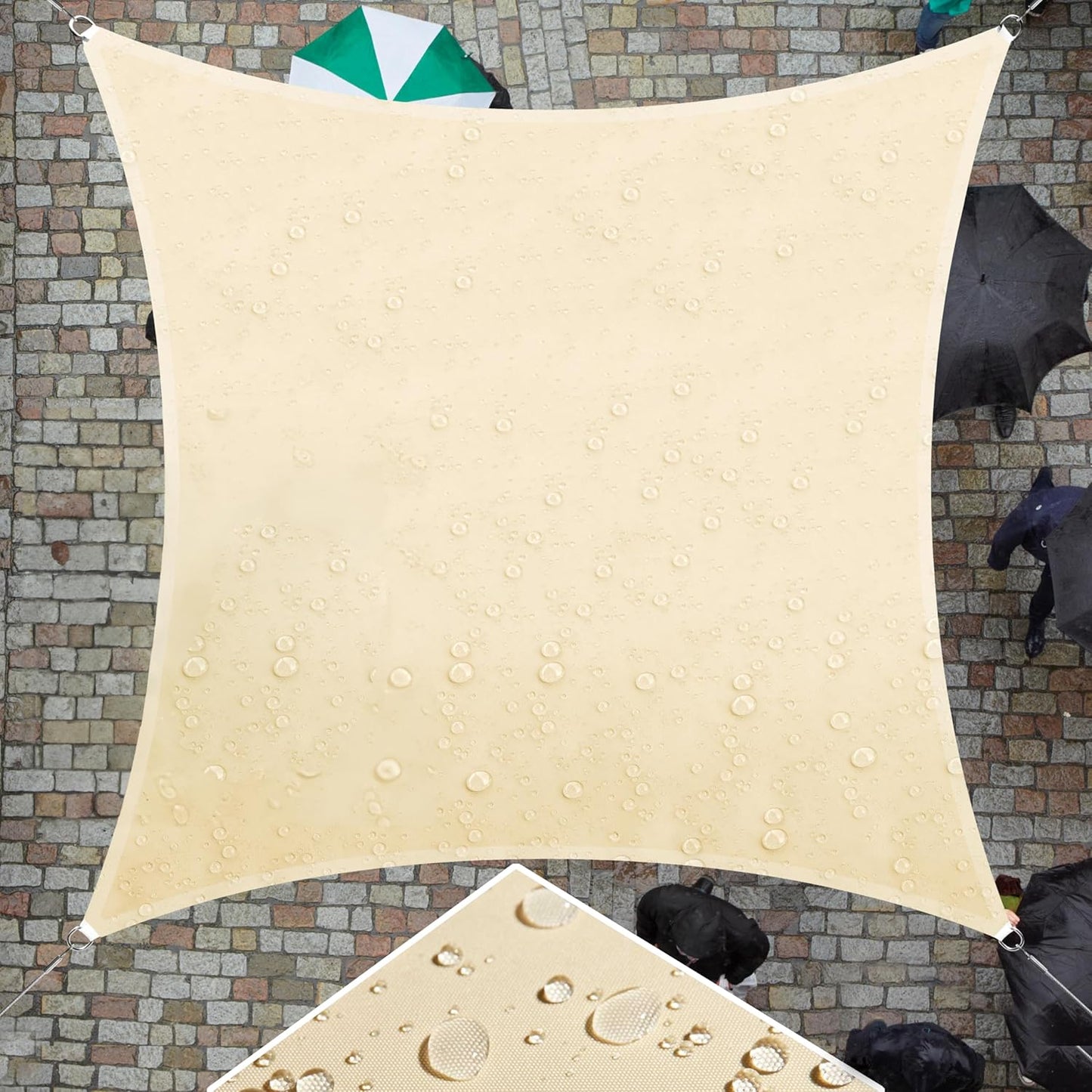Custom Size 6ft x 6ft Beige Waterproof Sun Shade Sail Canopy
