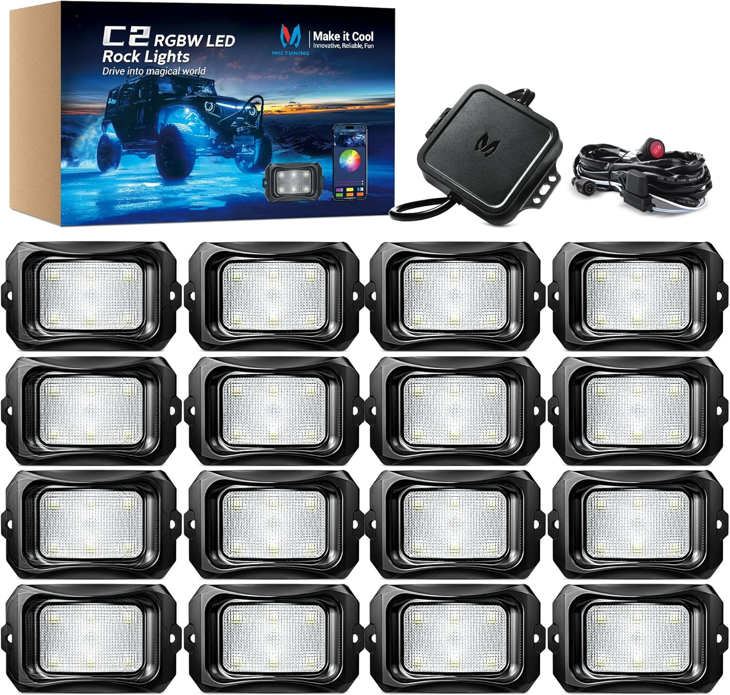 MICTUNING C2 Curved RGBW LED Rock Lights - Ultimate Underglow