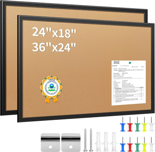 ORIENGEAR Cork Board for Walls - 18x24 Bulletin Board Framed
