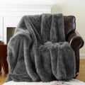 Luxury Fluffy Grey Faux Fur Throw Blanket for Cozy Comfort