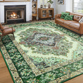 Noahas Green 6x9 Area Rug - Vintage Machine Washable Low Pile Rug