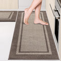 Kitchen Rugs Set Beige & Grayish Brown 24 in x 36 in + 24 in x 60 in
