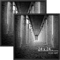 24x24 Picture Frame Black 2 Pack - Square Poster Frames with HD