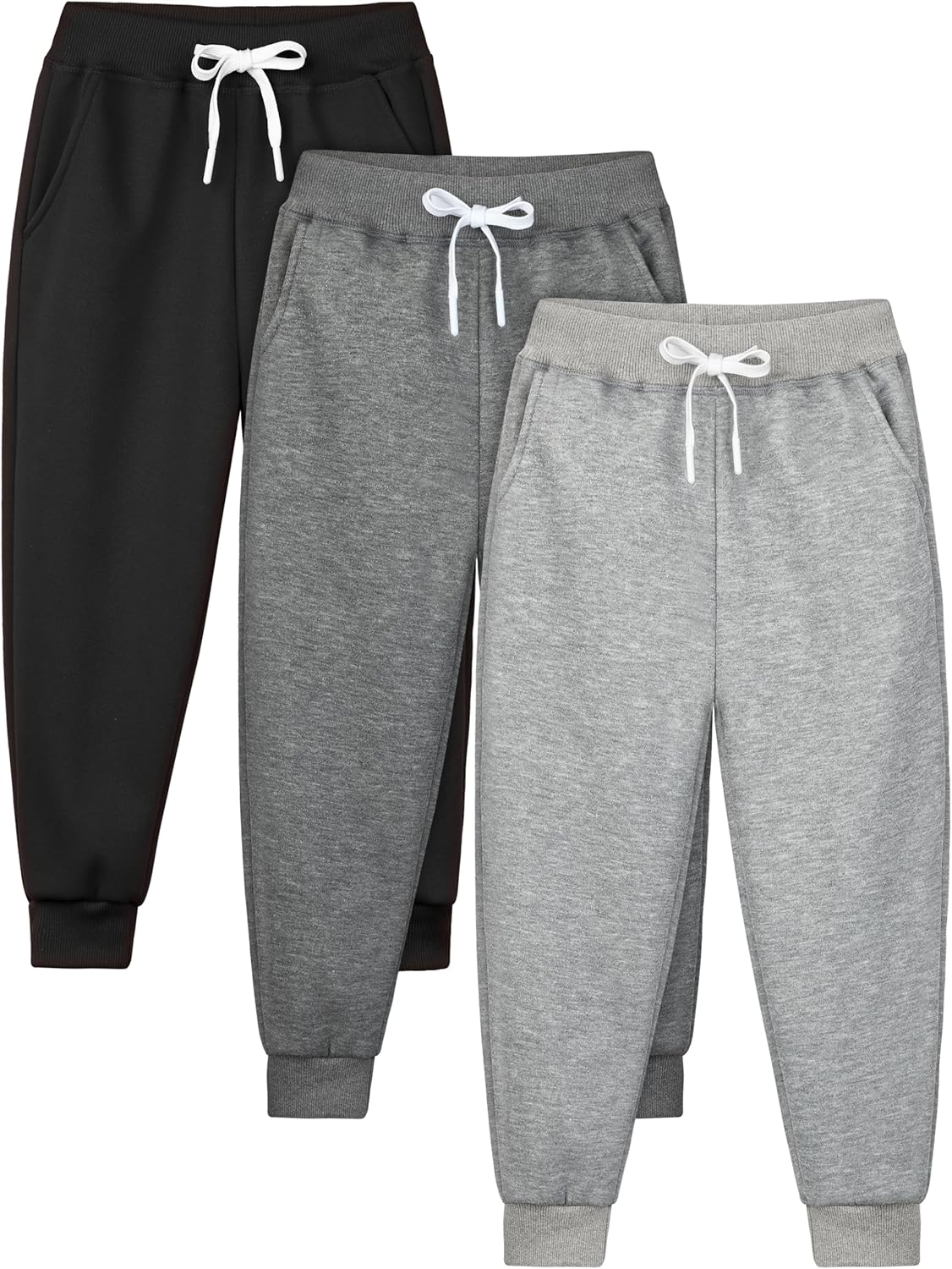 Resinta Kids Pull-On Fleece Sweatpants for Boys - 3 Pack Joggers