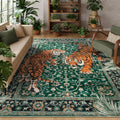 Moynesa Tiger Washable Rug 8x10 - Soft Vintage Green Area Rug