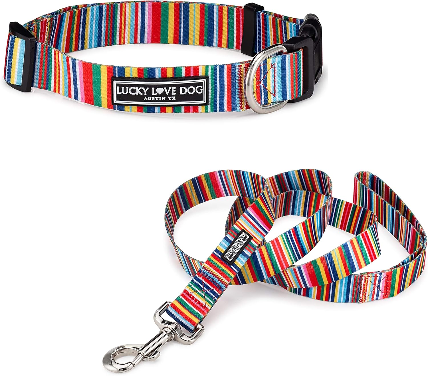 Lucky Love Dog Easy Click Buckle Collar and Leash Set for Dogs