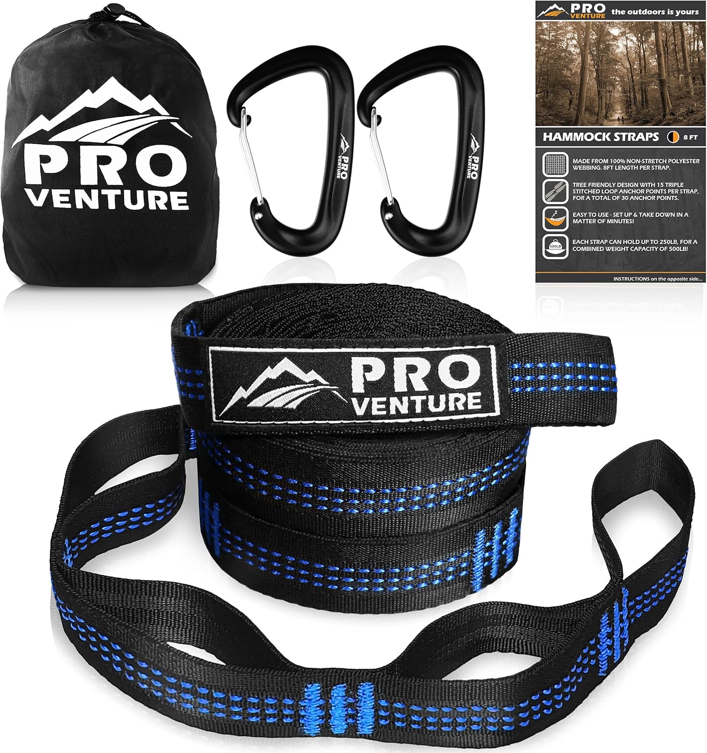 Pro Venture Hammock Straps Set | Strong 1200lbs Break Strength | Easy Setup