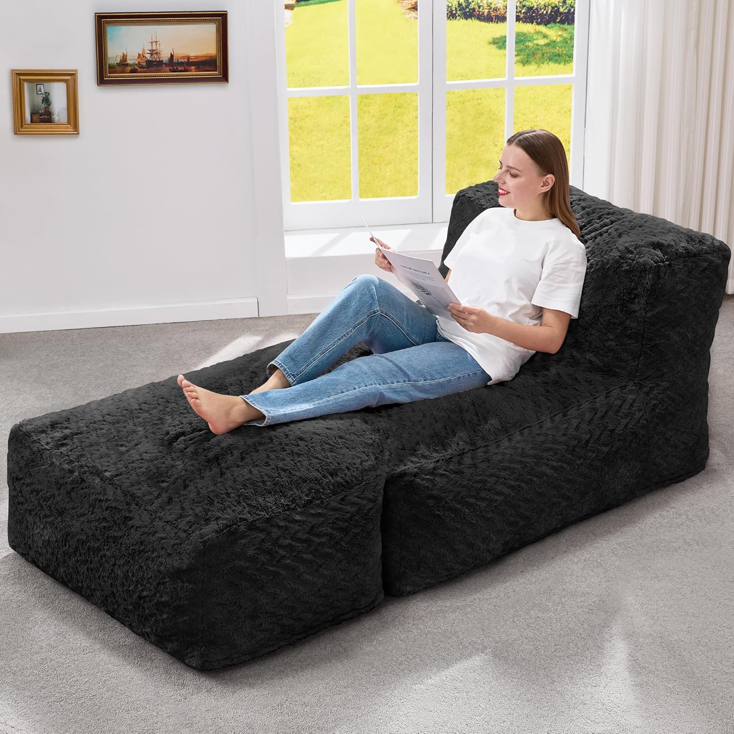 Hobestluk Bean Bag Chair with Memory Foam for Ultimate Comfort