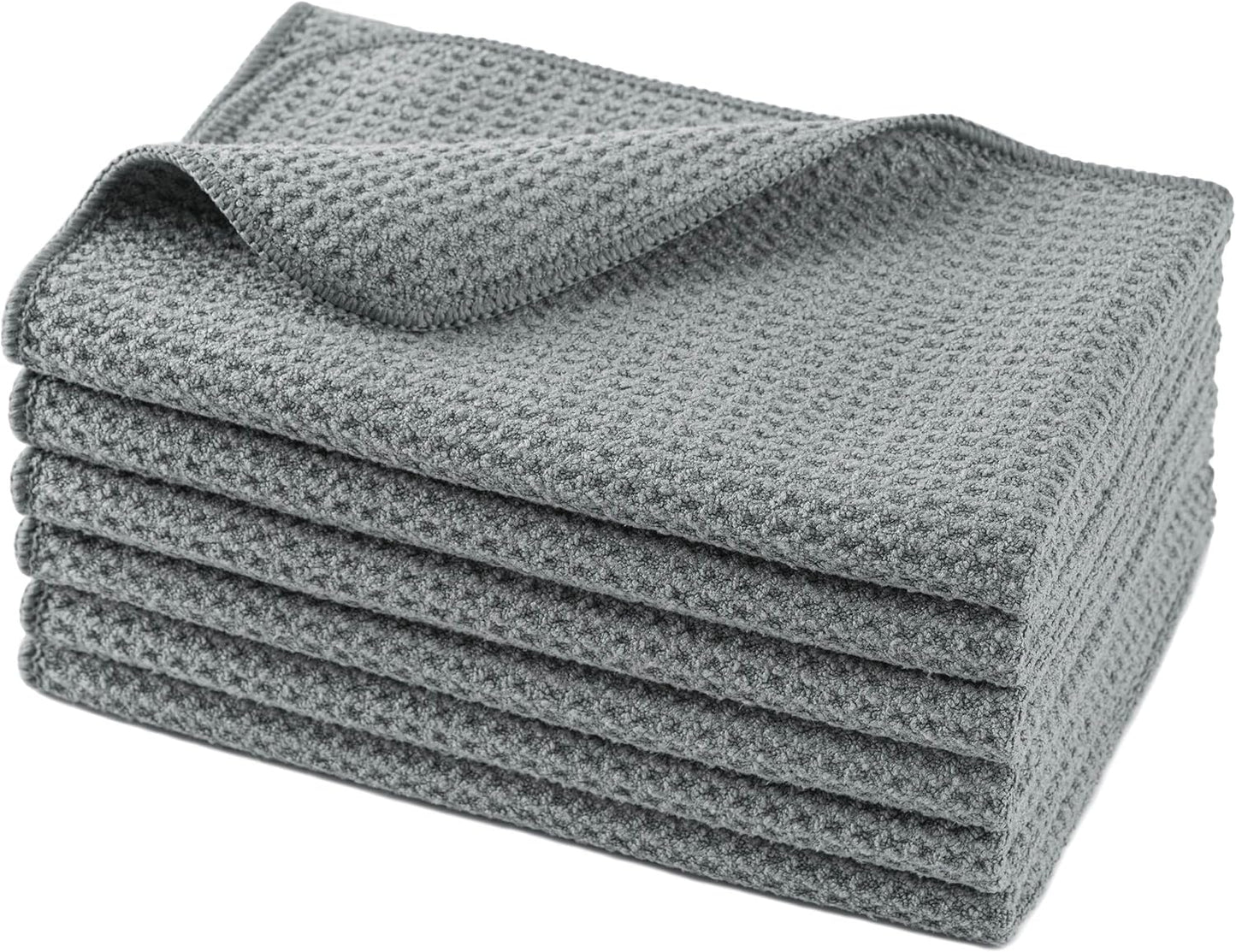 Quick Dry 6-Pack Microfiber Towels | 16x16, Gray