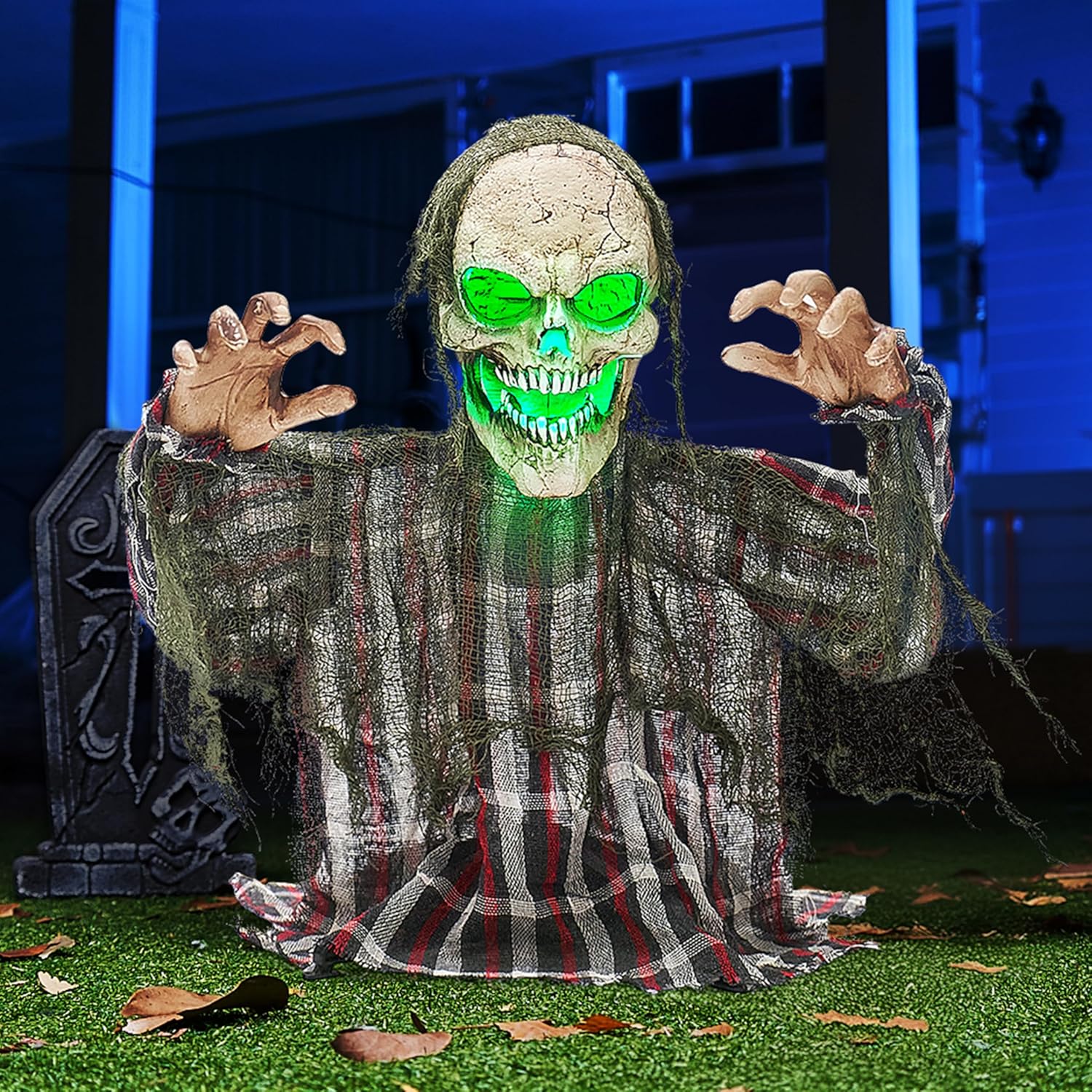 Creepy Animated Zombie Groundbreaker Skeleton Prop for Halloween