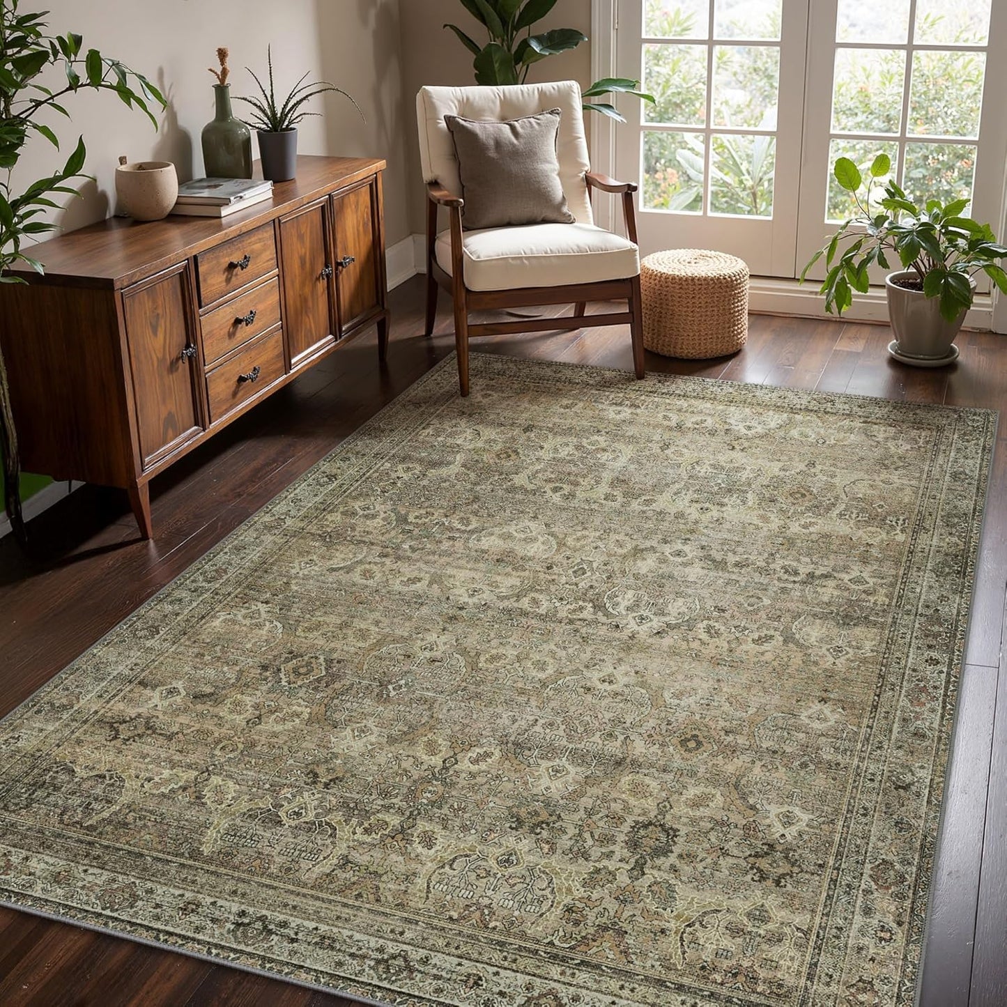 6x9 Area Rug Machine Washable Boho Rug for Living Room